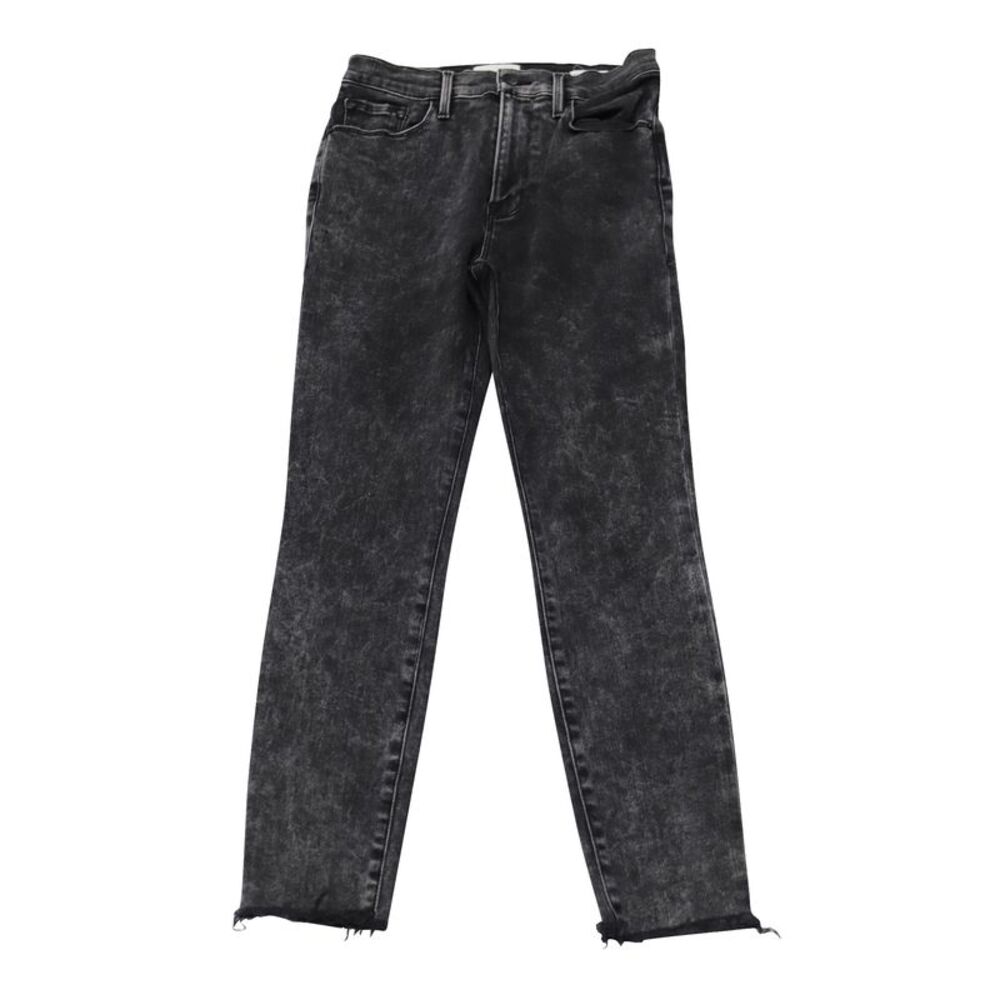 Frame Le High Straight High-Rise Jeans in Black Cotton